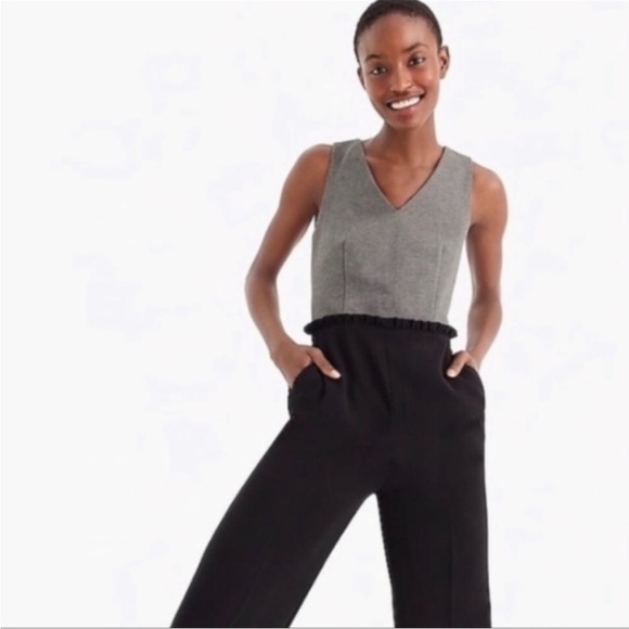 J Crew 365 Wide Leg Jumpsuit Black Gray Size 4 NWT - Picture 2 of 10